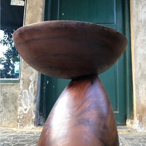 Luxury Handcrafted Solid Suar Wood Pedestal Side <b>Table</b> Modern Minimalist Sculptural <b>End</b> <b>Table</b> Bedroom Entry European Design Home - Product Image 4