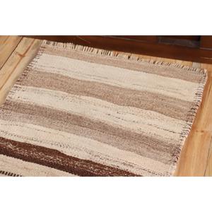 Kilim Vintage Rug, 2.5x12.8 ft Turkish Rug, <b>Brown</b> Paisley <b>Wool</b> Rug - Product Image 5