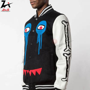 Meilleures ventes de vestes universitaires en toile pour hommes avec logo personnalisé à l'avant col Mandarin coupe-vent hiver mode décontractée - Product Image 3