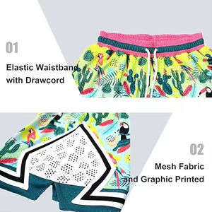 Short de basket athlétique Short de 5 pouces Style Board Shorts Pantalon de sport respirant pour Fitness Running Casual Wear - Product Image 4