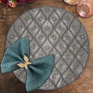Impresionante Mantel Individual con cuentas de vidrio gris plateado para mesa de comedor, cocina, sala de estar, manteles duraderos con cargador de lujo para fiestas - Product Image 4
