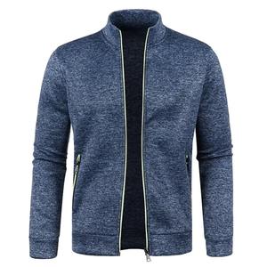 Otoño Invierno nuevos hombres manga larga cremallera fina moda sudaderas con capucha Color sólido ajuste Regular ecológico liso teñido - Product Image 6