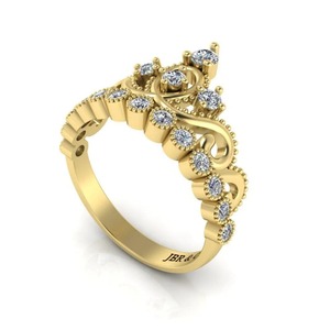 Diamant rond de qualité supérieure plaqué or jaune 925 argent princesse couronne diadème bague de fiançailles pour les femmes au meilleur prix - Product Image 3
