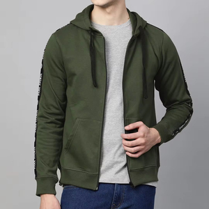 Sudadera con capucha de manga larga para hombre, 100% algodón, corte ajustado, estilo urbano, con cremallera completa, logotipo personalizado OEM, invierno, venta al por mayor - Product Image 1