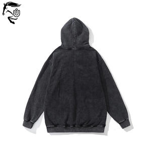 Boxy Oversized Acid Washed Men's Thermal Winter Hoodie 100% Cotton Custom Made Heavyweight French Terry Impresión digital - Product Image 2