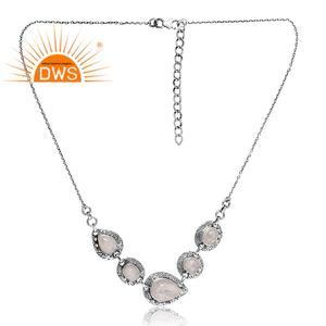 Última tendencia plata esterlina oxidada Natural Arco Iris Luna piedra preciosa colgante collar joyería personalizada para mujeres - Product Image 2