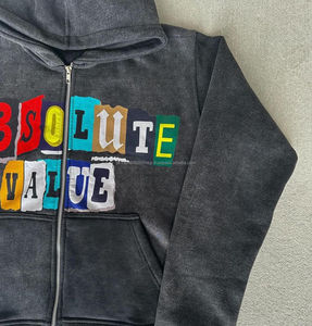 Custom Men Streetwear <b>Hoodie</b> Manufacturer Sun Faded Acid Washed <b>Black</b> Vintage Distressed Screen Print <b>Zip</b> up Oversized <b>Hoodie</b> - Product Image 3