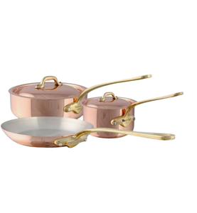 Ensemble de casseroles et de poêles rondes en cuivre faites à la main de dernier style ensemble de casseroles au design personnalisé pour la cuisine et la table - Product Image 5