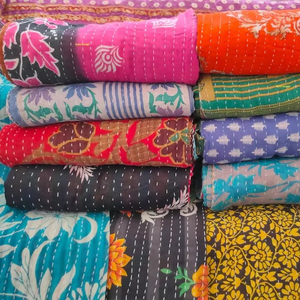 Wholesale Indian Vintage Kantha <b>Quilt</b> Handmade Reversible Cotton Throw Blanket Bohemian <b>Bedspread</b>, Assorted Colors Home Decor - Product Image 1