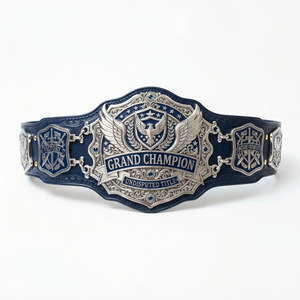 Cinturón de Campeonato Grand Title Unisex de Cuero, Equipo de Entrenamiento de Artes Marciales, Duradero, Negro con Incrustaciones de Gemas Ámbar - Product Image 3