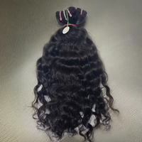Cheveux humains indiens bruts non traités, ondulés naturels, Remy, à trame simple, pour tressage à la machine, double trame, 14 pouces, provenant des temples de Chennai