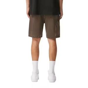 กางเกงขาสั้นผ้ายีนส์รุ่นออกแบบได้ตามต้องการสำหรับผู้ชายเสื้อผ้าแนวสตรีทแบบลำลองย้อมสีน้ำตาลปักลายเข็มขัดตกแต่งแบบวินเทจ - Product Image 6