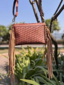 New Arrival Stylish <b>Women's</b> Handtooled Real Leather Sling <b>Bag</b> Handmade Carving Tooling Tassel Fringe Letter Handmade Handbag - Product Image 4