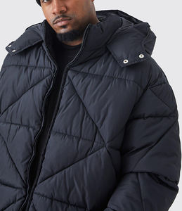 Veste matelassée à bulles de haute qualité, couleur unie, personnalisée, rembourrée, légère, à capuche, pour homme, en duvet - Product Image 2