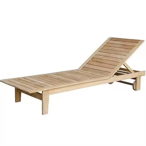 เก้าอี้เลานจ์ลานไม้เนื้อแข็งชุดล้อในตัวพกพาง่ายสำหรับดาดฟ้าสวนสระว่ายน้ำใช้งานกลางแจ้ง - Product Image 1