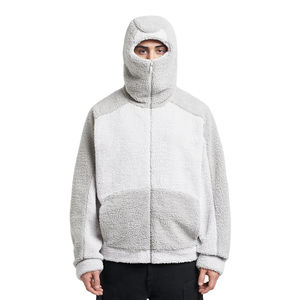 Custom Latest Design Full <b>Face</b> Zipper Hoodies Thick Plain Blank Heavy Winter Warm Soft Fleece <b>Masked</b> Ninja Sherpa Hoodies <b>Men's</b> - Product Image 5