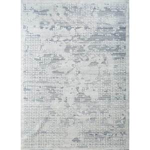 Aprezo Large Area Hand Knotted Wool <b>Rug</b> <b>Grey</b> & Black Abstract Pattern for Living Room or Hallway 10mm <b>Thickness</b> PKWL-936 - Product Image 1