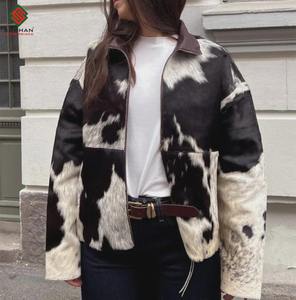 Chaqueta de Cuero Vacuno Genuino para Mujer |   Abrigo y Chaqueta de Moda de Piel de Vaca con Pelo Natural - Product Image 4
