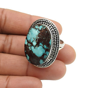 Extreme Look 925 Sterling Silver Natural Turquoise Gemstone Oval Shape <b>Large</b> <b>Stone</b> <b>Ring</b> Bohemian Jewelry Wholesale Factory Price - Product Image 3