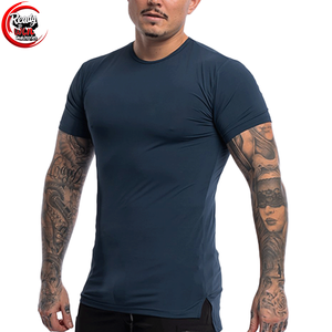 2024 camiseta lisa con cuello redondo para hombre, ropa de Fitness transpirable de alta calidad, estampado de logotipo personalizado, Color sólido para camiseta Polo, artículo caliente - Product Image 4