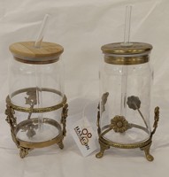 Pichet d'eau potable en verre et en laiton forme personnalisée bien polonais et meilleure qualité
