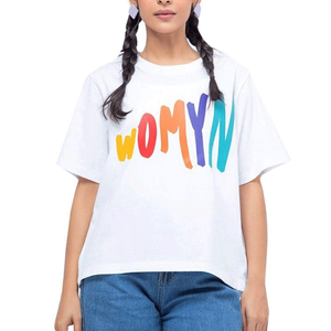 T-shirts personnalisés en polyester/coton pour femmes, nouveau design, mode estivale avec décoration plumes, coupe décontractée, écologiques - Product Image 1