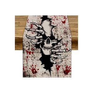 Corredores de mesa de boda de material de algodón 100% bordados a granel con logotipo privado personalizado - Product Image 3