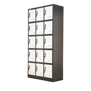 Armadietto Budapest Grigio Scuro-Bianco con 15 Scomparti Armadietti Metallici per Deposito - Product Image 3