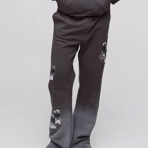 Conjunto Deportivo de Invierno de Alta Calidad, Estilo Desteñido por el Sol, Sudadera Corta con Hombros Caídos, Pantalones Deportivos con Lavado Ácido, 2 Piezas, 100% - Product Image 6