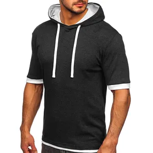 Customized Printing Short Sleeves T Shirt With Hoodie Quick Dry Sports Gym Breathable Men's T Shirt Wholesale Rate Cheap Price