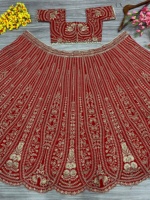 Hermoso Lehenga Choli de Último Diseño con Material de Seda, Bordado con Hilos, Trabajo de Codificación y Lentejuelas