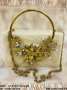 Bolso de noche de resina de lujo de diseñador hecho a mano, bolso de mano nupcial, acentos de diamantes de imitación, estilo de moda, bolso de boda, caja, monedero Acrílico - Product Image 4