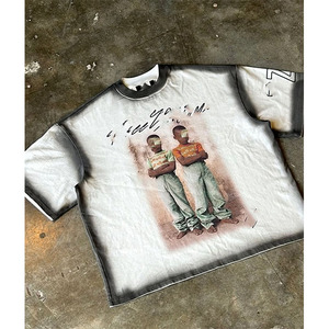 เสื้อยืดโอเวอร์ไซส์ยอดนิยมสำหรับผู้ชาย คุณภาพสูง ผ้าฝ้าย 100% เสื้อยืด DTF คอกลม แขนสั้น ผ้าถัก - Product Image 3
