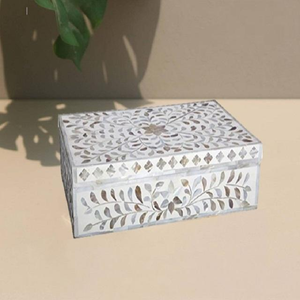 New Design Handmade in India <b>Wood</b> HoJ54 HUGE Mother of Pearl Mosaic Trinket Treasure <b>Chest</b> Me Decoration Engraving - Product Image 6