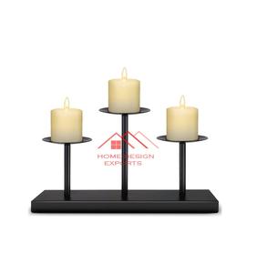 Bougie en métal fait main fini noir avec base en bois pour la décoration intérieure - Product Image 6