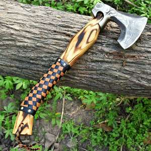 Hacha Vikinga Hecha a Mano con Acero de Alto Carbono, Mango de Acero de Grado Industrial, Funda de Cuero, para Campamento, Uso Diario y al Aire Libre - Product Image 5