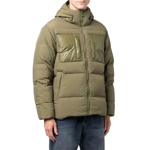 Chaqueta acolchada de hombre de diseño personalizado OEM 2025 tela de lona con capucha en varios colores - Product Image 1