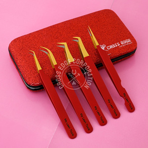 Pince à épiler à pointe en fibre de 45 à 90 degrés Pince à épiler à extension de cils Meilleure pince à épiler méga volume pour extensions de cils Couleur nude - Product Image 6