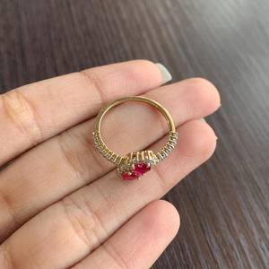 Bague en or pur 14 carats avec halo de rubis double cœur certifié IGI, bague de fiançailles romantique en diamant de laboratoire, bague de promesse pour elle - Product Image 3