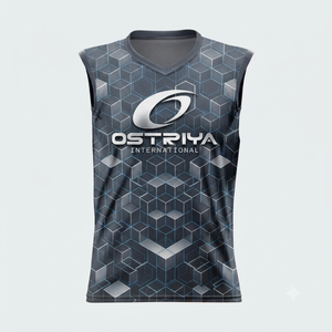 High Quality Front Logo Men's Sleeveless V-neck Printed T-<b>Shirt</b> New Arrival Knitted 180g Quick Dry Breathable <b>100</b>%<b>Polyester</b> - Product Image 2