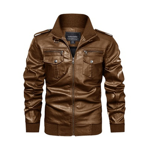 Veste de moto d'hiver à col montant nouvelle mode veste en cuir PU veste pour hommes - Product Image 1