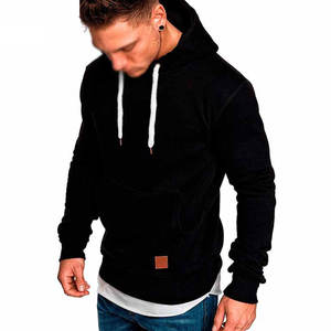 Nuevo último estilo sudaderas con capucha de color sólido para hombres personalizado transpirable básico algodón mezclado precio al por mayor sudaderas con capucha para hombres - Product Image 4