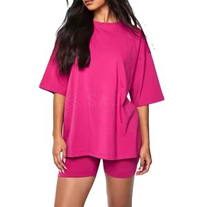 Ensemble court 2 pièces en coton personnalisé pour femme, col rond, manches courtes, vêtements décontractés d'été 2026 - Product Image 2