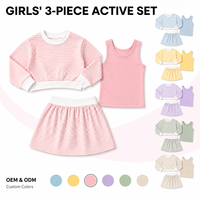 Conjunto de Yoga de Verano para Niñas con Estampado Personalizado a Rayas, 3 Piezas, Top Corto, Falda y Camiseta sin Mangas, Ropa Deportiva Ligera y Cómoda para Niñas Pequeñas