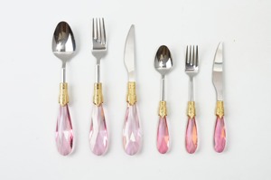 Ensemble de couverts à poignée en diamant jaune avec tête finie en argent pour mariage, salle à manger, cuisine, restaurant et fête - Product Image 6