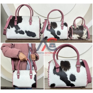 Bolsa de Viaje de Cuero Vacuno Genuino para Mujer, Gran Capacidad, Estilo Occidental, Bolsa de Viaje con Cierre de Cremallera para Viajes de Fin de Semana al Aire Libre - Product Image 1