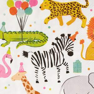 Serviettes de table à franges pour fête d'anniversaire, lot de 20, animaux de la <span class=keywords><strong>jungle</strong></span>, serviettes de table pour dîner d'anniversaire, deux animaux sauvages de la <span class=keywords><strong>jungle</strong></span>, zoo, fête d'anniversaire - Product Image 4