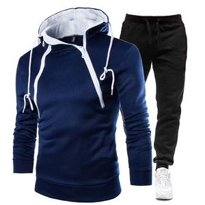 Customize High Quality Men's Fashion Hoodie Sweatpants Set High Collar Pullover Men's Sweatwear+Pants Set Top Jacket Coat - Product Image 1