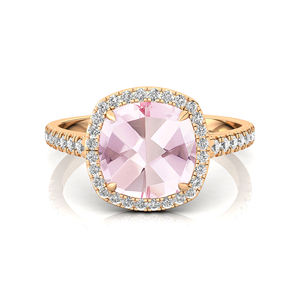 Pink Morganite 14K White Rose Gold <b>Wedding</b> Engagement <b>Ring</b> 7mm Round Cut OEM ODM Party - Product Image 5