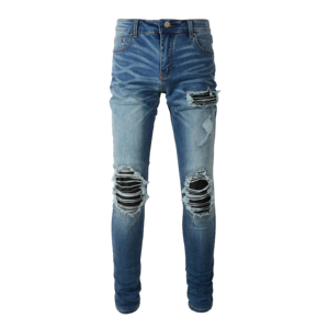 <b>Men</b> Regular Fit Solid Color <b>High</b> Quality Straight Leg Distressed <b>Jeans</b> Pants OEM Service <b>High</b> <b>Waist</b> 100% Cotton Plus Size - Product Image 2